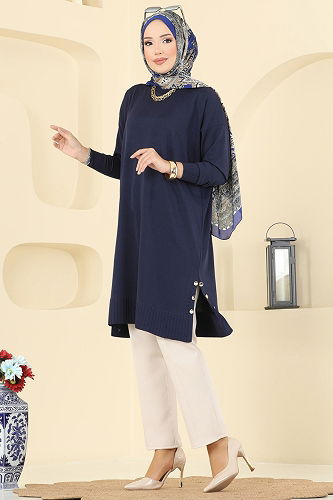 moda selvim Tunic 5006KLN570 Navy Blue - Thumbnail