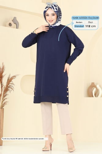 moda selvim بلوز كحلي 5006KLN570 - Thumbnail
