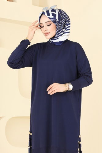moda selvim بلوز كحلي 5006KLN570 - Thumbnail