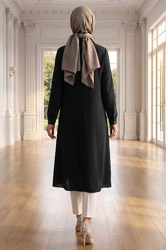 moda selvim Tunic 5010BM387 Black - Thumbnail