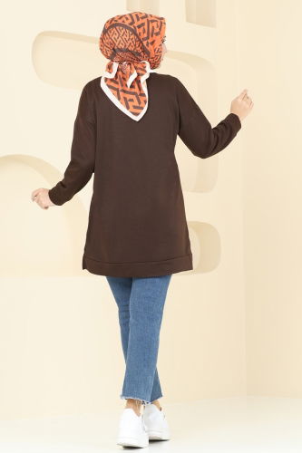 moda selvim Tunic 5020UZ662 Brown - Thumbnail