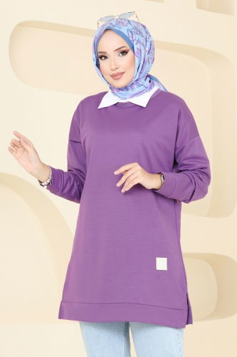 moda selvim Tunic 5020UZ662 Dark Lilac - Thumbnail