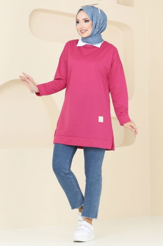 moda selvim Tunic 5020UZ662 Fuchsia - Thumbnail