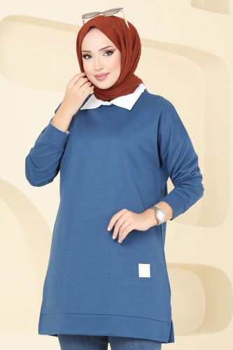 moda selvim Tunic 5020UZ662 Indigo - Thumbnail