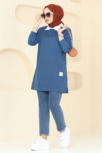 moda selvim Tunic 5020UZ662 Indigo - Thumbnail