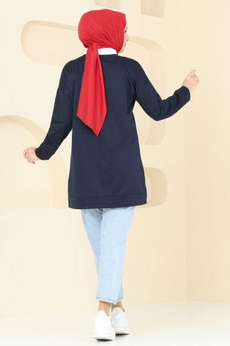 moda selvim Tunic 5020UZ662 Navy Blue - Thumbnail