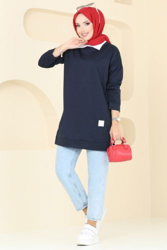 moda selvim Tunic 5020UZ662 Navy Blue - Thumbnail