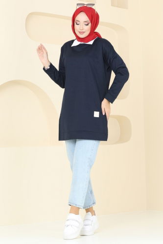 moda selvim Tunic 5020UZ662 Navy Blue - Thumbnail