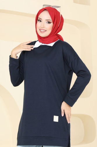 moda selvim Tunic 5020UZ662 Navy Blue - Thumbnail