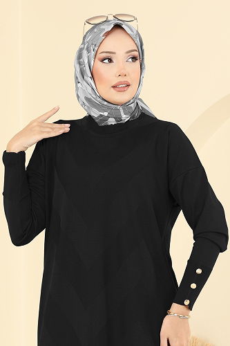moda selvim Tunic 5021KLN570 Black - Thumbnail