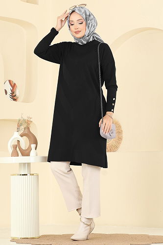 moda selvim Tunic 5021KLN570 Black - Thumbnail