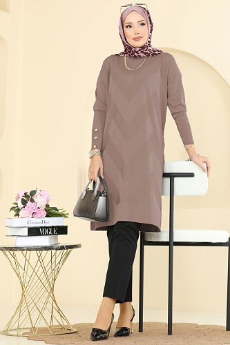 moda selvim بلوز بيج غامق 5021KLN570 - Thumbnail