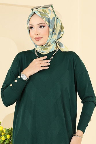 moda selvim بلوز زيتي 5021KLN570 - Thumbnail