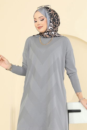 moda selvim Tunic 5021KLN570 Gray - Thumbnail