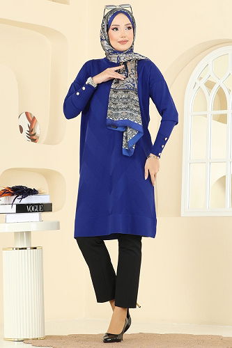 moda selvim Tunic 5021KLN570 Saxe - Thumbnail