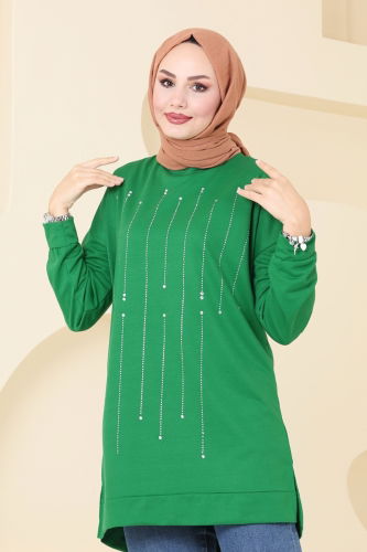 moda selvim Tunic 5029UZ662 Benetton Green - Thumbnail