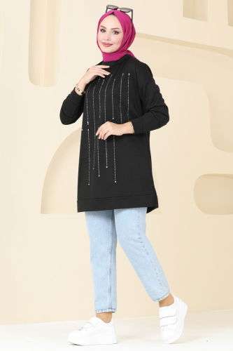 moda selvim Tunic 5029UZ662 Black - Thumbnail