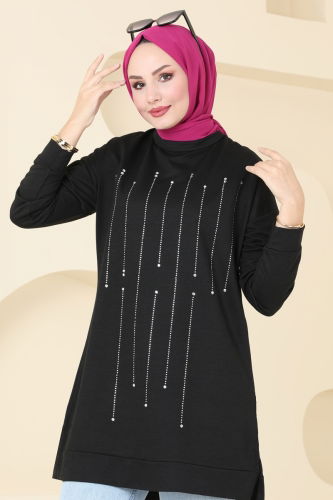 moda selvim Tunic 5029UZ662 Black - Thumbnail