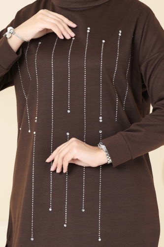 moda selvim Tunic 5029UZ662 Brown - Thumbnail