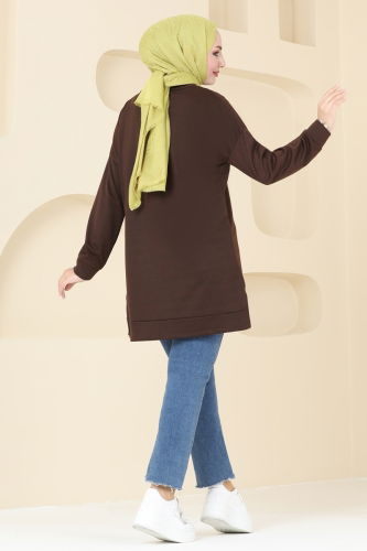 moda selvim Tunic 5029UZ662 Brown - Thumbnail