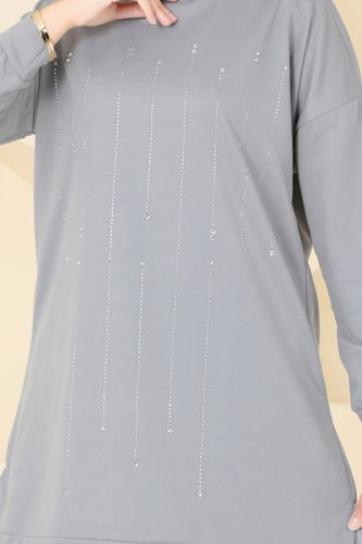 moda selvim Tunic 5029UZ662 Gray - Thumbnail