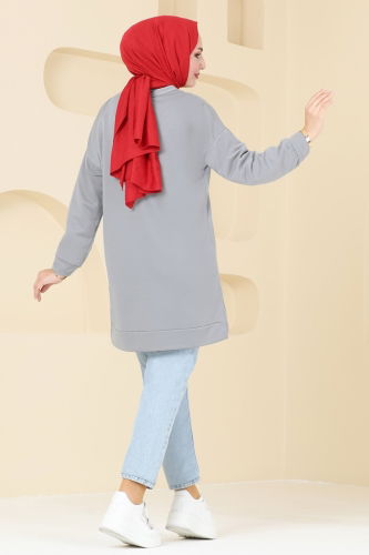 moda selvim Tunic 5029UZ662 Gray - Thumbnail