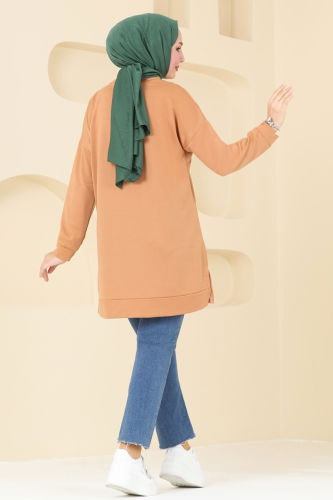 moda selvim Tunic 5029UZ662 Latte - Thumbnail