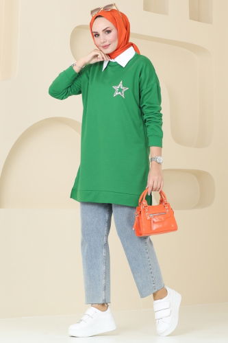 moda selvim Tunic 5033UZ662 Benetton Green - Thumbnail