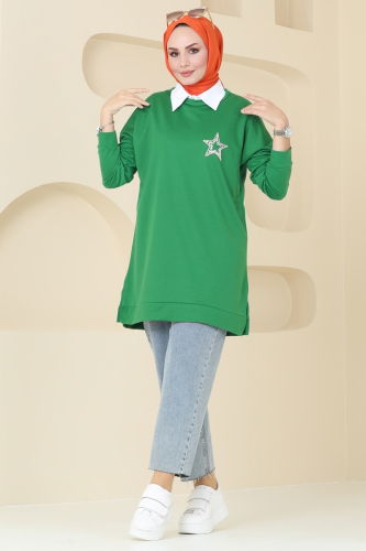 moda selvim Tunic 5033UZ662 Benetton Green - Thumbnail