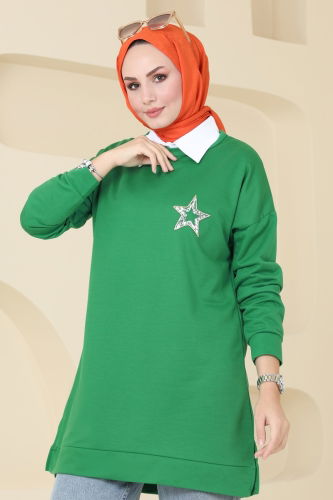 moda selvim Tunic 5033UZ662 Benetton Green - Thumbnail