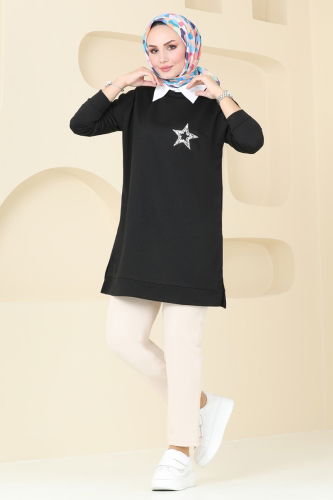 moda selvim Tunic 5033UZ662 Black - Thumbnail