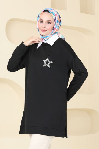 moda selvim Tunic 5033UZ662 Black - Thumbnail