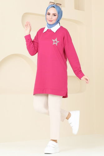 moda selvim Tunic 5033UZ662 Fuchsia - Thumbnail