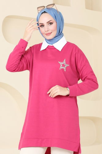 moda selvim Tunic 5033UZ662 Fuchsia - Thumbnail