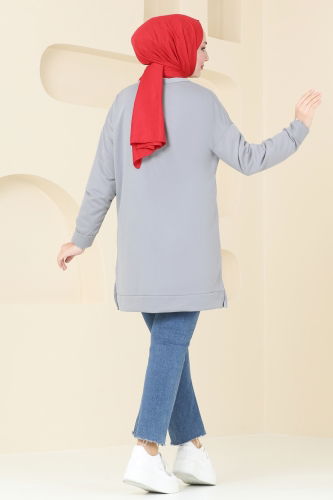 moda selvim Tunic 5033UZ662 Gray - Thumbnail