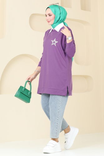 moda selvim Tunic 5033UZ662 Lilac - Thumbnail