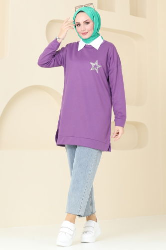 moda selvim Tunic 5033UZ662 Lilac - Thumbnail