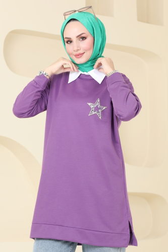 moda selvim Tunic 5033UZ662 Lilac - Thumbnail