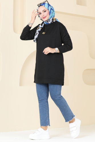 moda selvim Tunic 5034UZ662 Black - Thumbnail