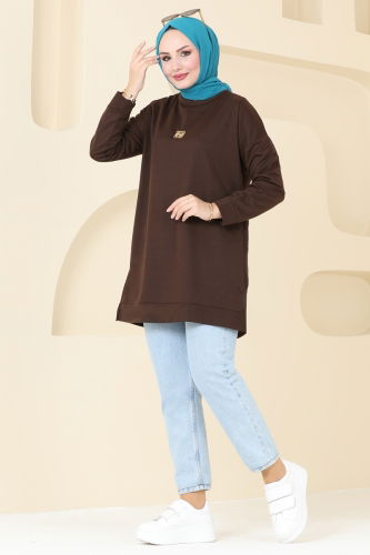 moda selvim Tunic 5034UZ662 Brown - Thumbnail