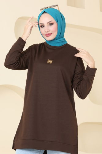 moda selvim Tunic 5034UZ662 Brown - Thumbnail