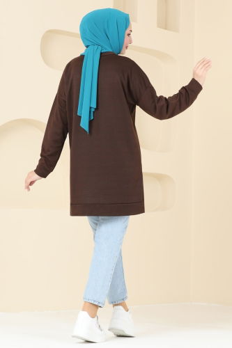 moda selvim Tunic 5034UZ662 Brown - Thumbnail