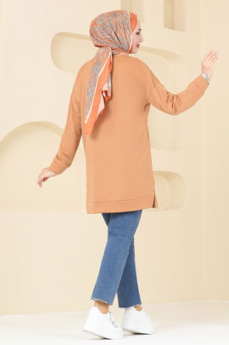 moda selvim Tunic 5034UZ662 Latte - Thumbnail