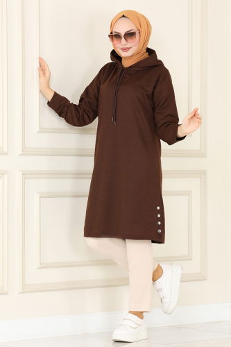 moda selvim Tunic 5047UZ662 Bitter Brown - Thumbnail