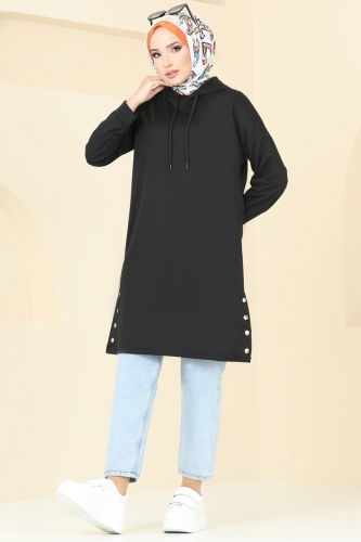 moda selvim Tunic 5047UZ662 Black - Thumbnail