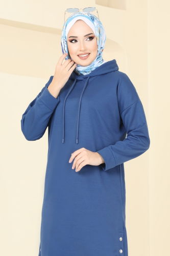 moda selvim Tunic 5047UZ662 Indigo - Thumbnail