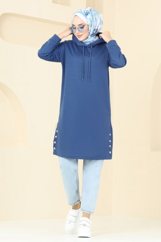 moda selvim Tunic 5047UZ662 Indigo - Thumbnail