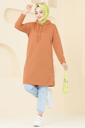 moda selvim Tunic 5047UZ662 Latte - Thumbnail