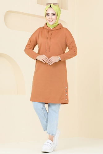 moda selvim Tunic 5047UZ662 Latte - Thumbnail