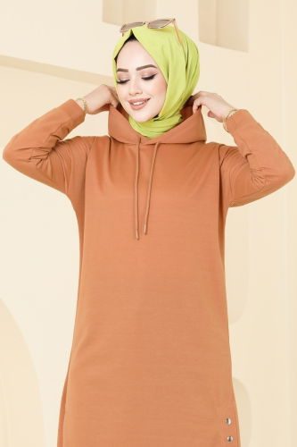 moda selvim Tunic 5047UZ662 Latte - Thumbnail